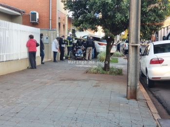 foto de Maringá; Casal em motocicleta é atropelado por caminhonete e motorista atinge carros estacionados e invade laboratório de hospital