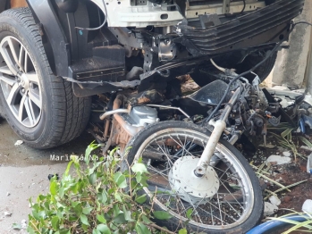 foto de Maringá; Casal em motocicleta é atropelado por caminhonete e motorista atinge carros estacionados e invade laboratório de hospital