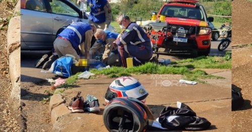 Maringá; mulher em garupa de moto morre e motociclista fica ferido após acidente