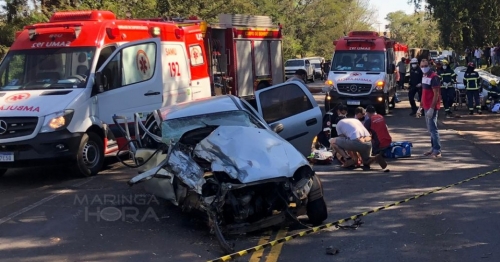 Colisão frontal entre veículos na rodovia PR-323, deixa 06 pessoas feridas, entre elas uma gestante de 32 semanas