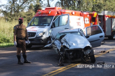 foto de Colisão frontal entre veículos na rodovia PR-323, deixa 06 pessoas feridas, entre elas uma gestante de 32 semanas