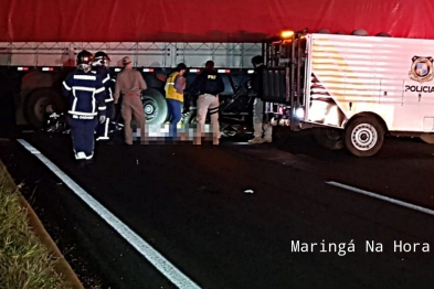 foto de Duas pessoas morrem em acidente entre moto e carreta na BR-376