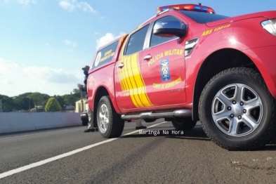 foto de Motociclista sofre grave acidente após atingir uma peça que estava no meio da pista do Contorno Norte de Maringá