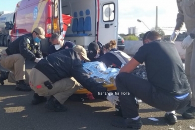 foto de Motociclista sofre grave acidente após atingir uma peça que estava no meio da pista do Contorno Norte de Maringá