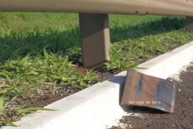 foto de Motociclista sofre grave acidente após atingir uma peça que estava no meio da pista do Contorno Norte de Maringá