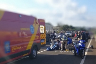 foto de Motociclista sofre grave acidente após atingir uma peça que estava no meio da pista do Contorno Norte de Maringá