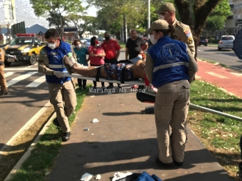 foto de Motorista com sinais de embriaguez atropela ciclista e colide contra carro estacionado em Maringá