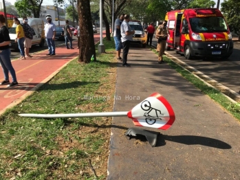 foto de Motorista com sinais de embriaguez atropela ciclista e colide contra carro estacionado em Maringá