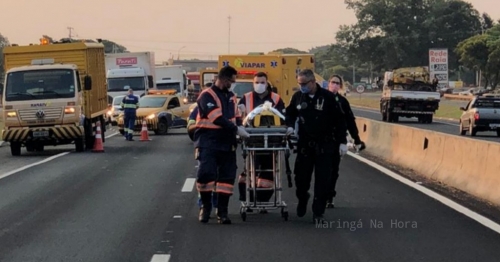 Motociclista é socorrida em estado grave após pneu de moto estourar na rodovia BR-376