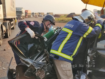 foto de Motorista fica ferido após colisão frontal contra carreta na PR-323 entre Água Boa e Doutor Camargo