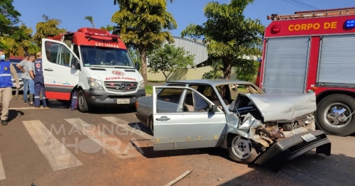 Acidente na Avenida das Palmeiras em Maringá 