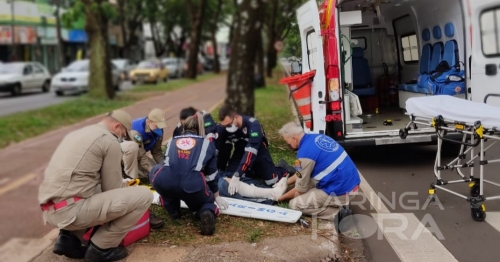 Motociclista atropela homem na faixa de pedestres e foge sem prestar socorro, em Maringá