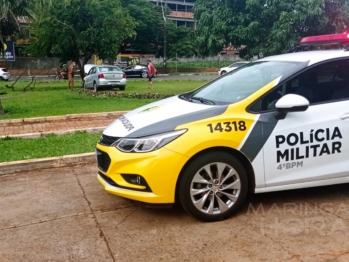 foto de Carro bate em árvore após condutor perder o controle ao colidir contra uma viatura descaracterizada