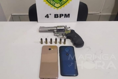 foto de Polícia Militar apreende celular roubado do jovem que foi covardemente agredido em Maringá e dois suspeito são presos