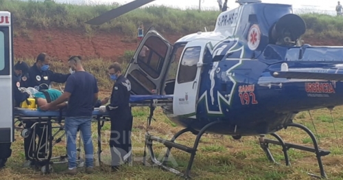 Homem é socorrido em estado grave após cair de aproximadamente 3 metros de altura