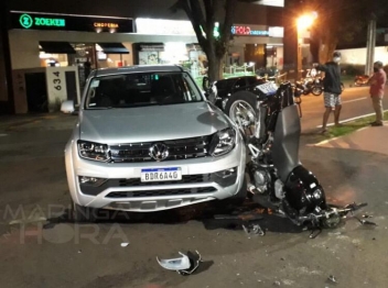 foto de Acidente entre moto e caminhonete deixa jovem ferido em Maringá