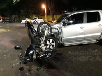 foto de Acidente entre moto e caminhonete deixa jovem ferido em Maringá