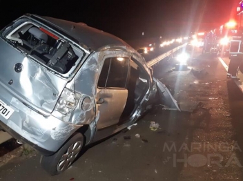 foto de Homem capota carro na rodovia entre Maringá e Iguatemi 