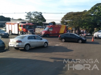 foto de Colisão entre carro e motocicleta deixa uma mulher gravemente ferida, em Maringá 