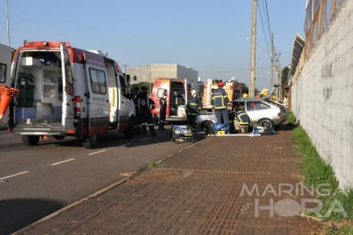 foto de Acidente grave na Avenida Horácio Raccanello Filho deixa duas pessoas feridas em Maringá