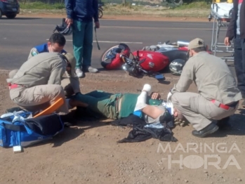 foto de Motociclista sofre uma fratura de punho, além de uma laceração na perna em acidente no Contorno Sul de Maringá