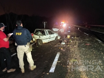 foto de Carro invade contramão, bate de frente em outro veículo na BR-376