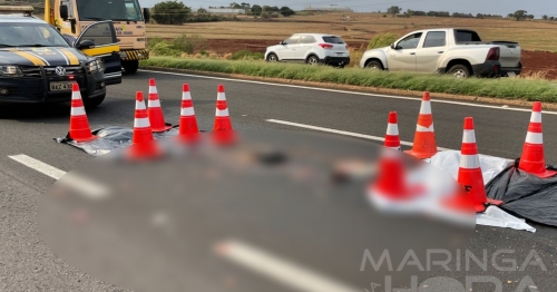 Mulher tem corpo dilacerado e morre em acidente de motocicleta com caminhão na BR-376