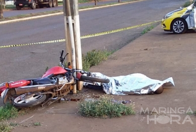 foto de Rapaz morre após colidir moto contra poste, em Maringá