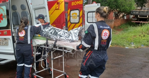 Colisão entre picape e moto deixa pai e filha grávida feridos em Maringá