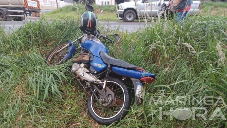 foto de Colisão entre picape e moto deixa pai e filha grávida feridos em Maringá