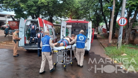 foto de Colisão entre picape e moto deixa pai e filha grávida feridos em Maringá