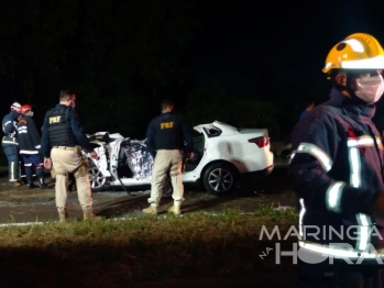 foto de Dois motoristas morrem em colisão frontal de veículos na BR-376 em Marialva