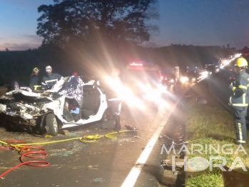 foto de Dois motoristas morrem em colisão frontal de veículos na BR-376 em Marialva