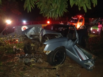 foto de Jovem morre depois de bater violentamente caminhonete em árvore na PR-317