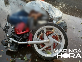 foto de Vídeo mostra momento exato em que motociclista morre ao se envolver em acidente com caminhonete em Maringá