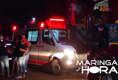 foto de Carro derruba poste após colisão violenta e condutor acaba ficando ferido em Maringá