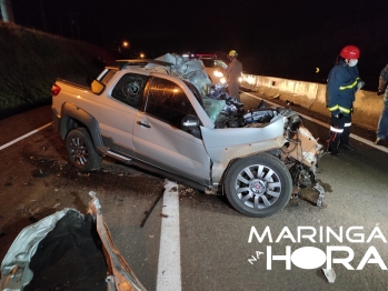 foto de Homem bate veículo violentamente na traseira de carreta e morre na PR-317 próximo a Maringá