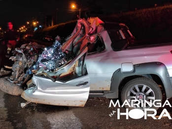 foto de Homem bate veículo violentamente na traseira de carreta e morre na PR-317 próximo a Maringá