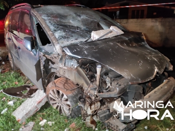 foto de Homem com carro roubado foge da polícia e acaba preso após capotar veículo e provocar acidentes em Maringá