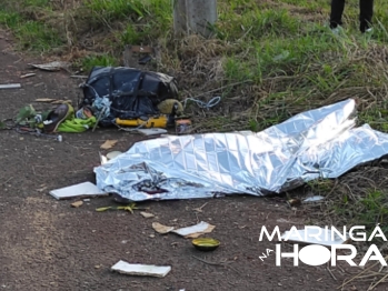 foto de Motociclista bate em poste e morre em Maringá