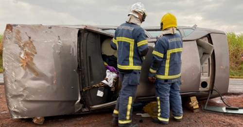 Capotamento em rodovia termina com jovens feridos e uma das vítimas em estado grave