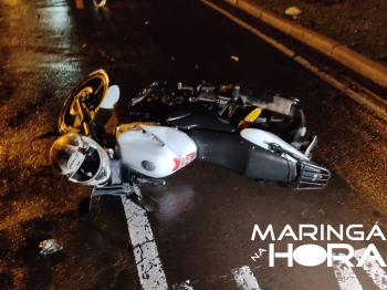 foto de Motociclista fica gravemente ferido ao bater moto contra uma caçamba de entulho em Maringá