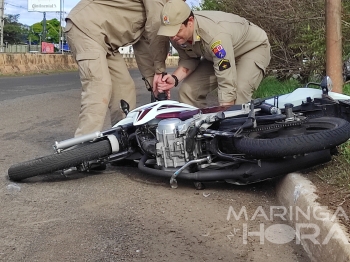 foto de Homem sofre ferimentos graves após bater moto contra mureta de concreto em Maringá