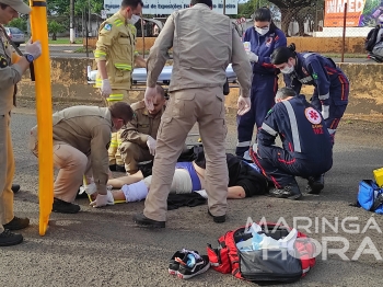 foto de Homem sofre ferimentos graves após bater moto contra mureta de concreto em Maringá