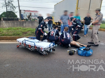 foto de Jovem sofre traumatismo craniano e é socorrido em estado gravíssimo após bater moto na lateral de caminhão na BR-376