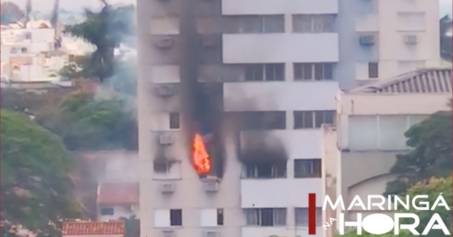 Incêndio em prédio na Zona 7 gera desespero entre moradores em Maringá