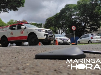 foto de Filha presencia mãe sendo atropelada por moto enquanto atravessava pela faixa de pedestre em Maringá