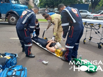 foto de Filha presencia mãe sendo atropelada por moto enquanto atravessava pela faixa de pedestre em Maringá