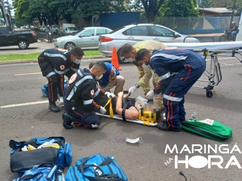 foto de Filha presencia mãe sendo atropelada por moto enquanto atravessava pela faixa de pedestre em Maringá