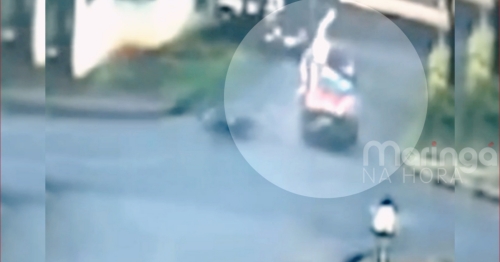 Vídeo mostra momento que motociclista é jogado para cima após bater em veículo em Maringá